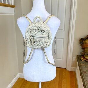 Zara Cream Woven Backpack